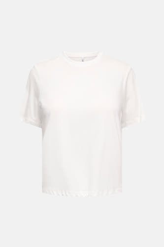 Wit T-shirt met korte mouwen van ONLY, effen van kleur en basic model.