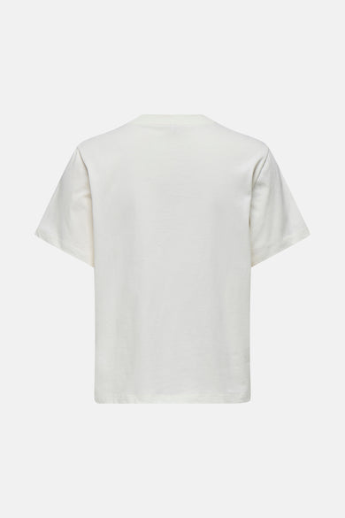 Wit T-shirt met korte mouwen van ONLY, effen design, gezien van achteren.