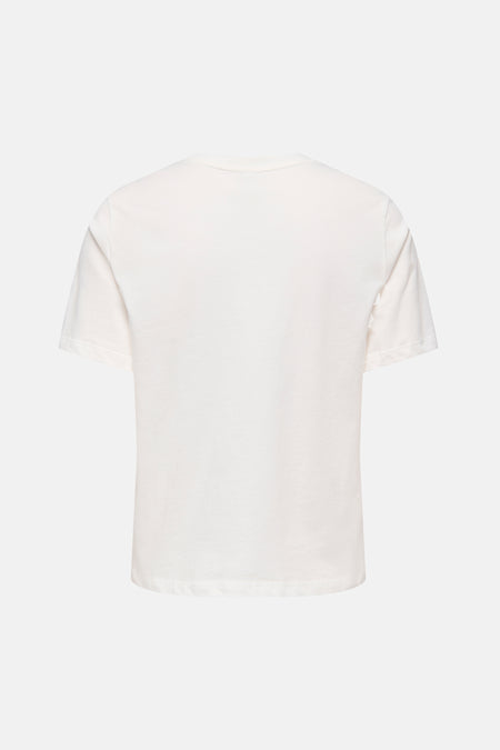 T-shirt blanc ONLY, dos affiché en gros plan, à manches courtes et col rond.
