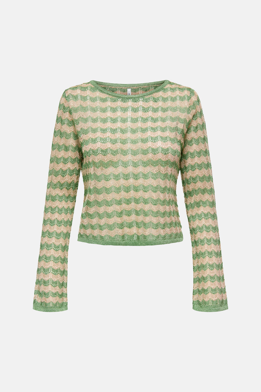 Pull vert avec col rond de ONLY, à motif rayé ondulé et manches longues.