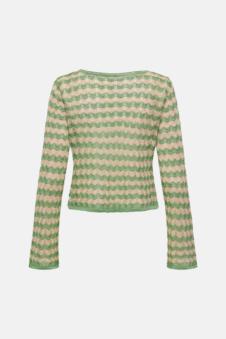 Pull vert avec col rond de ONLY, avec un motif zigzag beige et des manches longues.