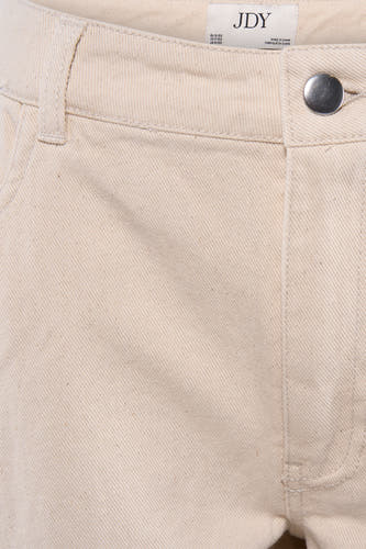 Beige gekleurde jeans van JDY, met een effen stof en zilverkleurige knoopsluiting.