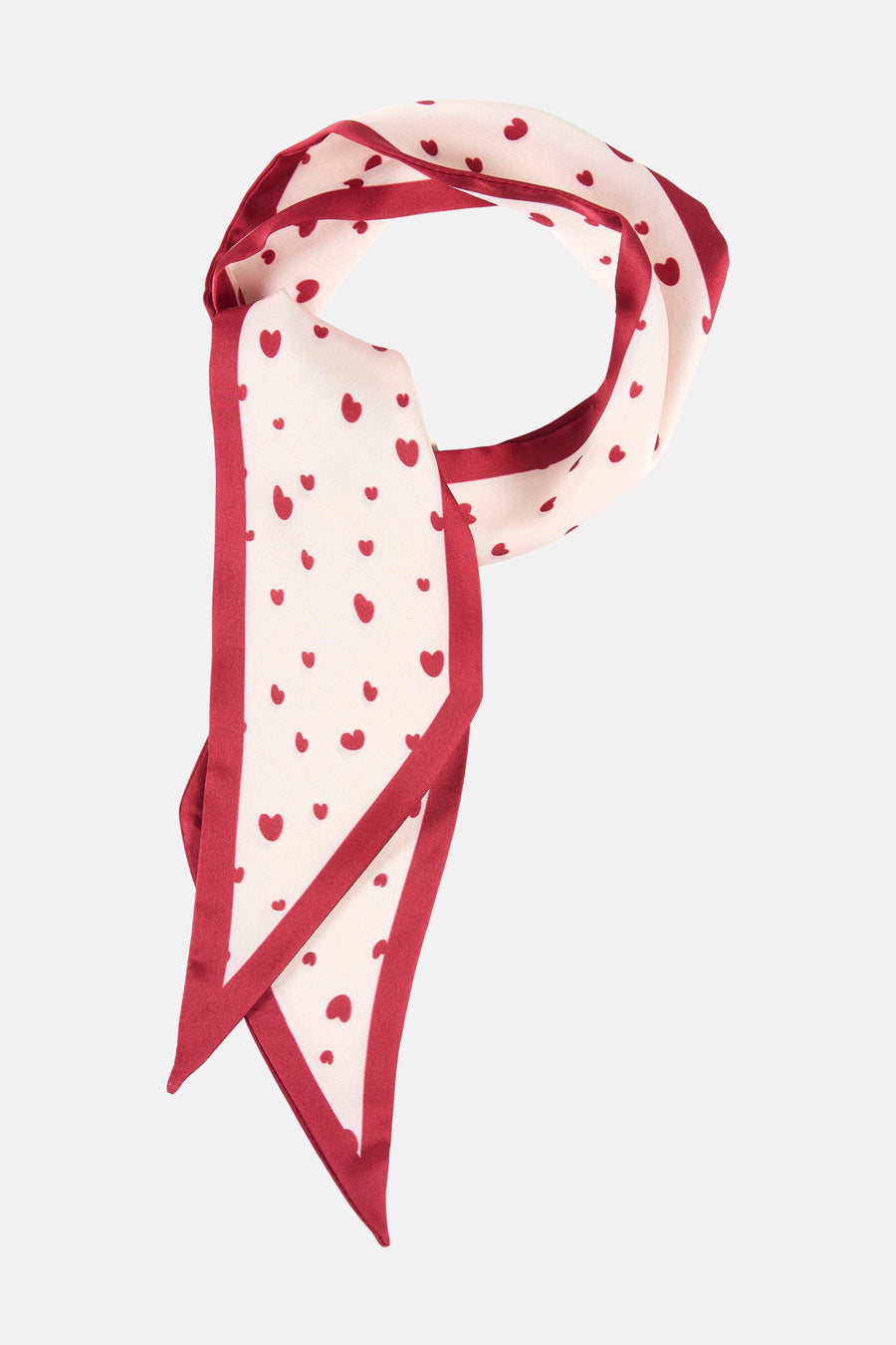 Châle d'été rouge de ONLY® avec un motif de cœurs et une bordure rouge.