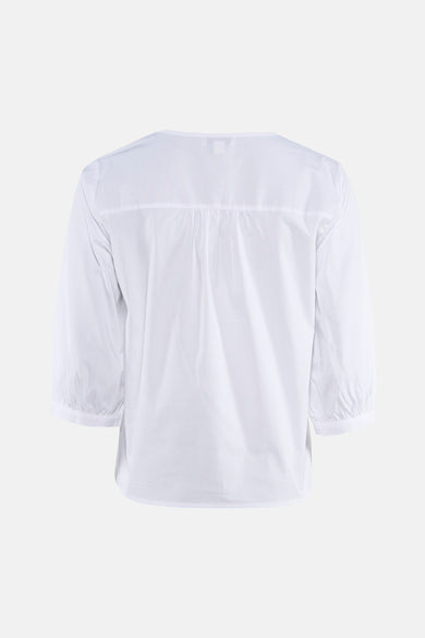 Witte blouse met driekwart mouwen van JDY, met een gladde textuur en plooien aan de achterkant.