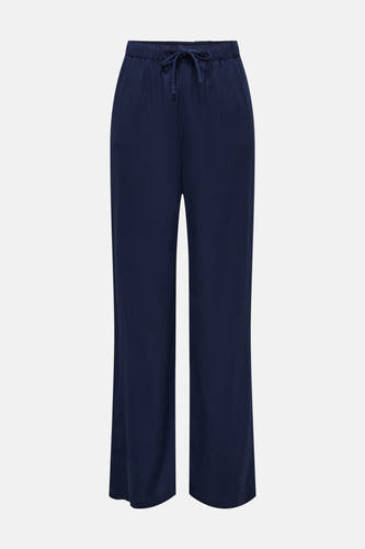 Blauwe broek van ONLY met een trekkoord in de taille.