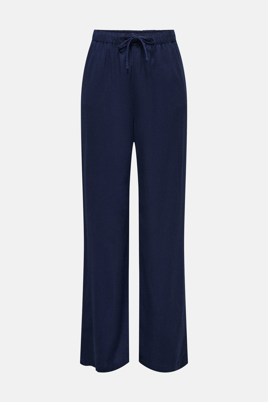 Blauwe broek van ONLY met een trekkoord in de taille.