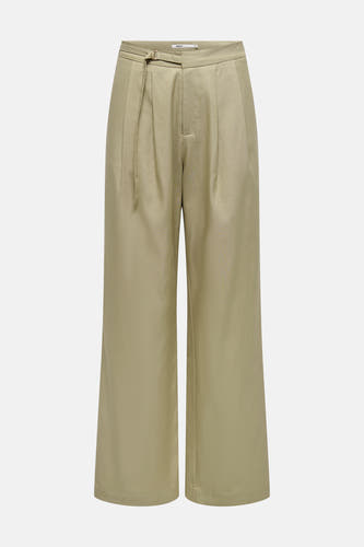 Beige broek van ONLY met een losse pasvorm en een riemdetail.
