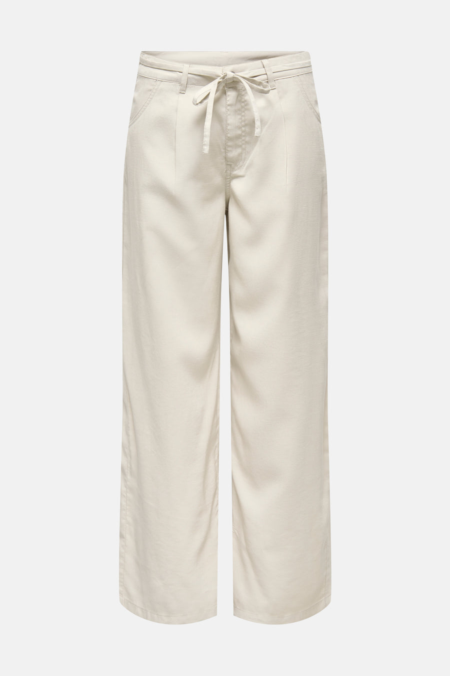 Jean de couleur écru d'ONLY, avec taille à cordon de serrage et jambes larges.