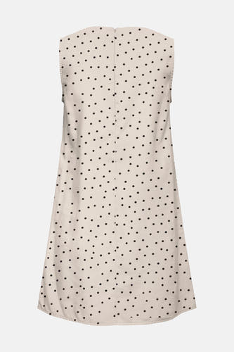 Ecru mouwloos kleedje van ONLY® met zwarte stippen en rits op de achterkant.