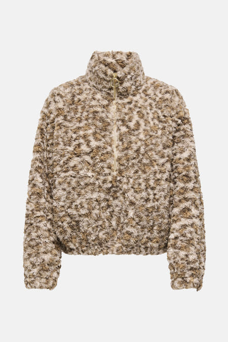 Beige korte jas van ONLY, met textuur en een ritssluiting.
