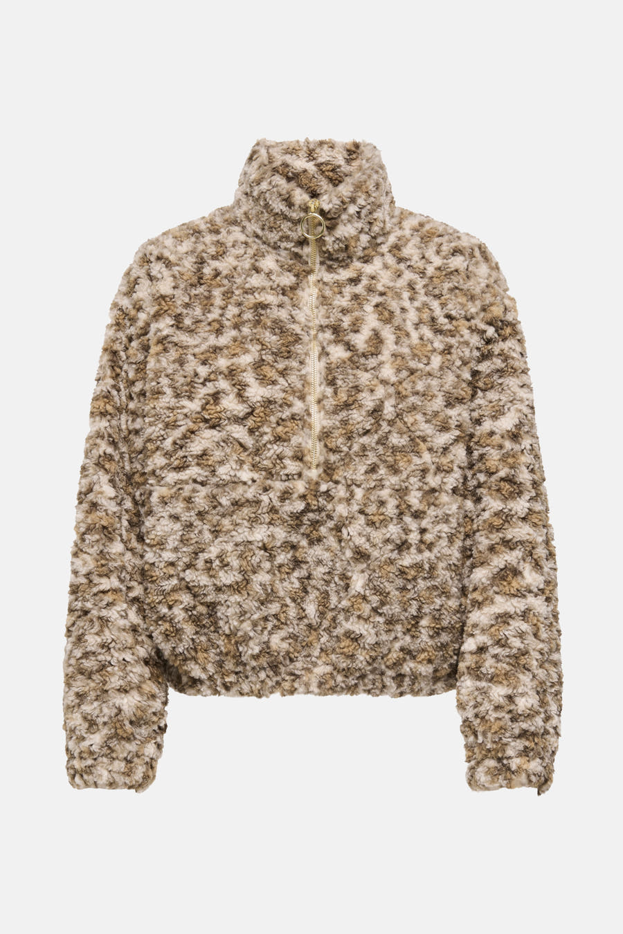 Beige korte jas van ONLY, met textuur en een ritssluiting.
