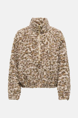 Beige korte jas van ONLY, met textuur en een ritssluiting.
