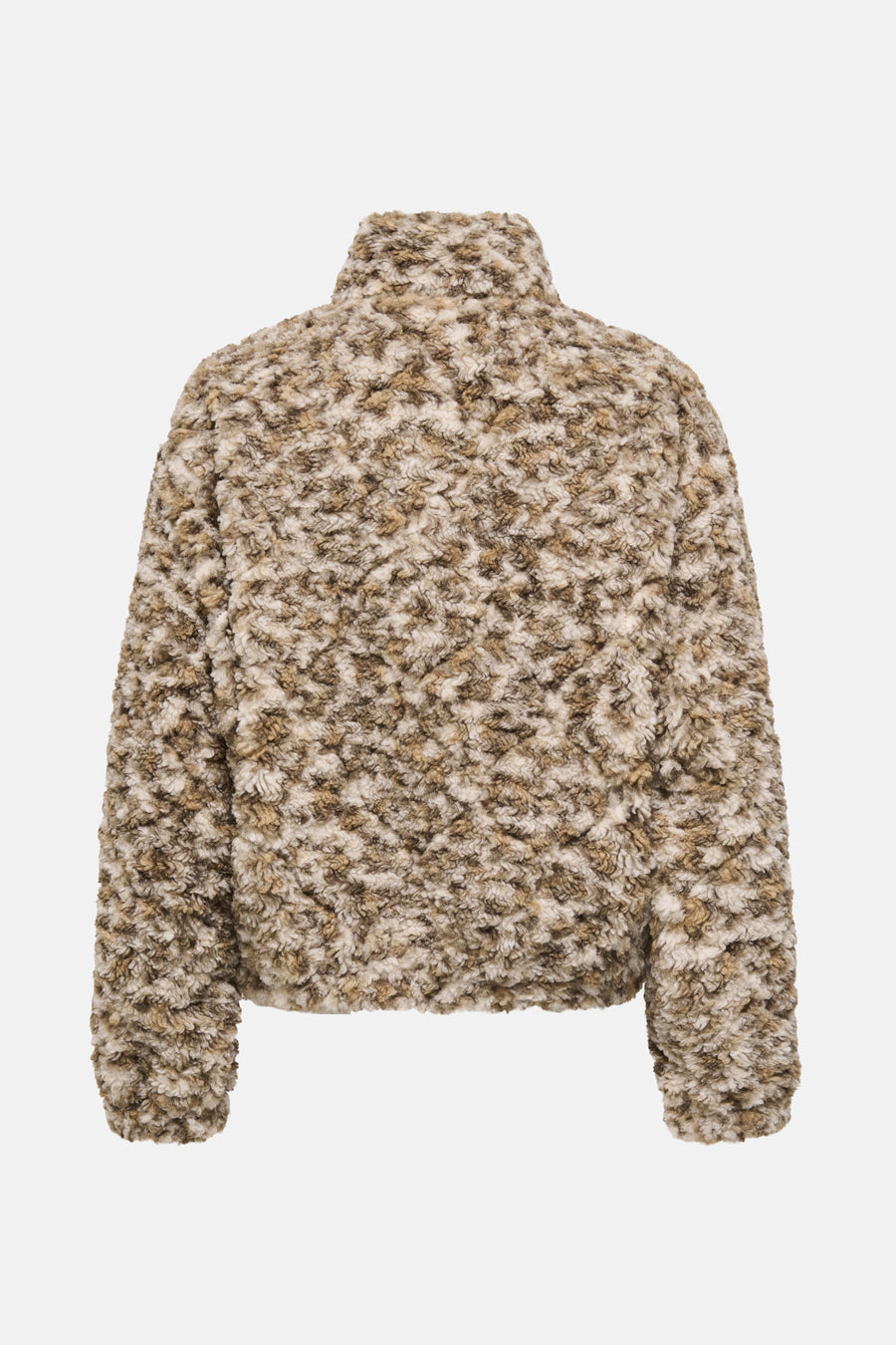 Beige korte jas van ONLY, met een zachte, getextureerde stof en een hoge kraag.