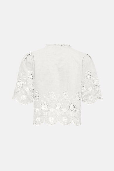ONLMIFFY S/S EMB TIE TOP OS WVN