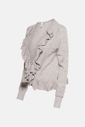Grijze cardigan van ONLY met ruches en strikdetail.