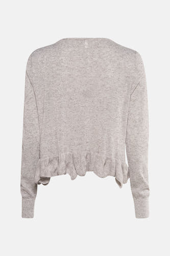 Grijze cardigan van ONLY met lange mouwen en een ruche aan de onderkant.