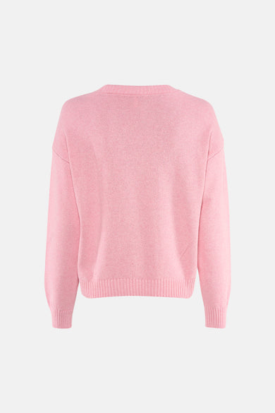 Roze trui met ronde hals van ONLY, met een gebreide textuur.
