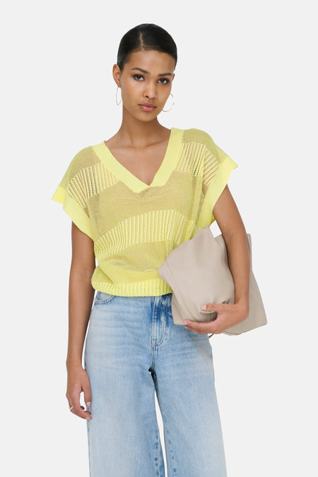 Giletkorte zonder mouw - geel