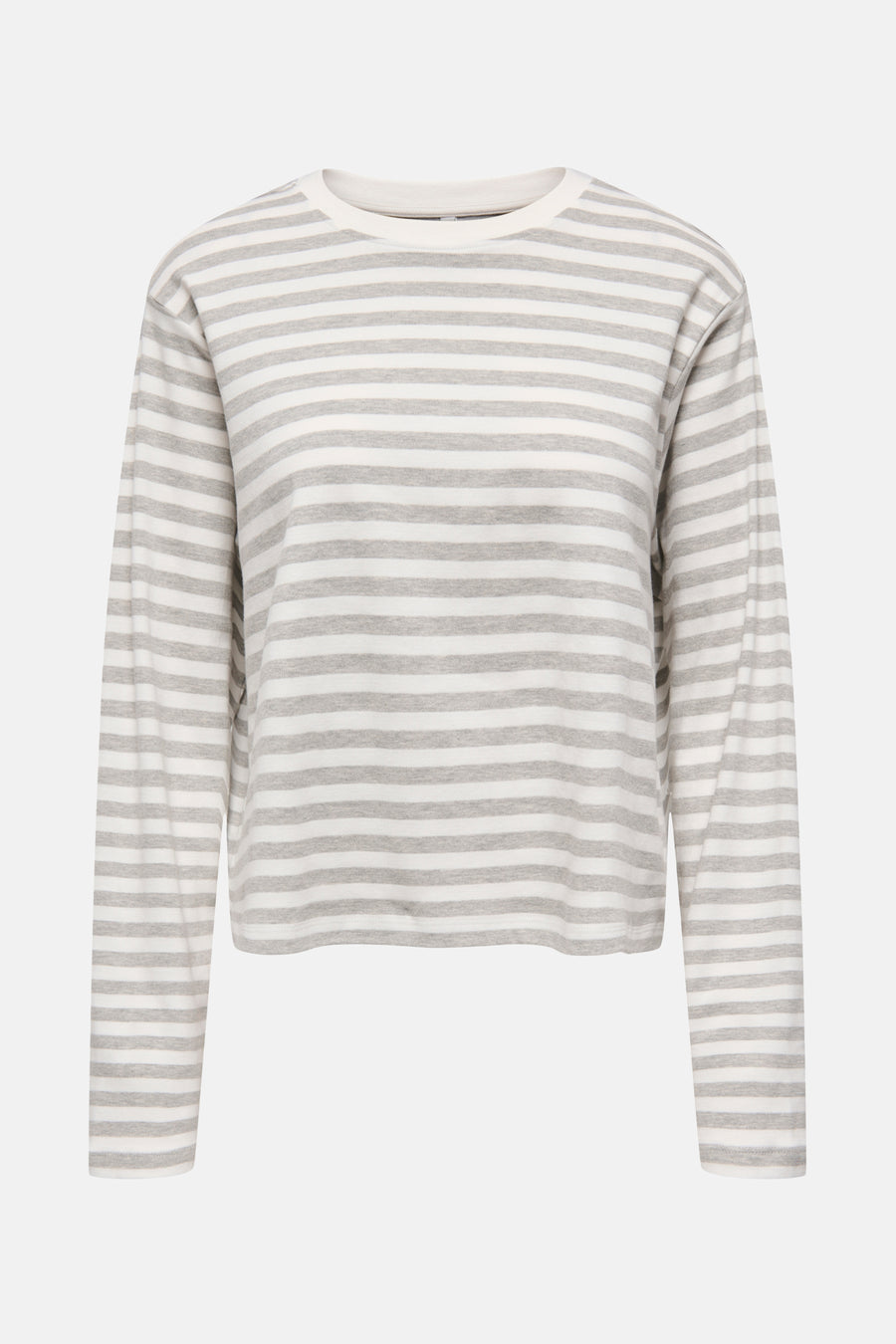 Grijs T-shirt met lange mouwen van ONLY, met een gestreept patroon.