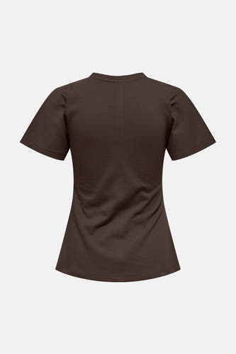 T-shirt marron à manches courtes de ONLY, avec un col rond simple et une coupe droite.