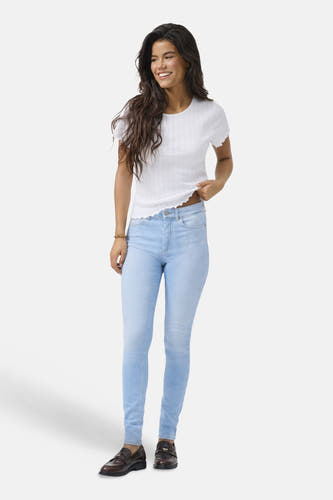 Lichtblauwe skinny jeans van ONLY, met een effen patroon en een lichte wassing.