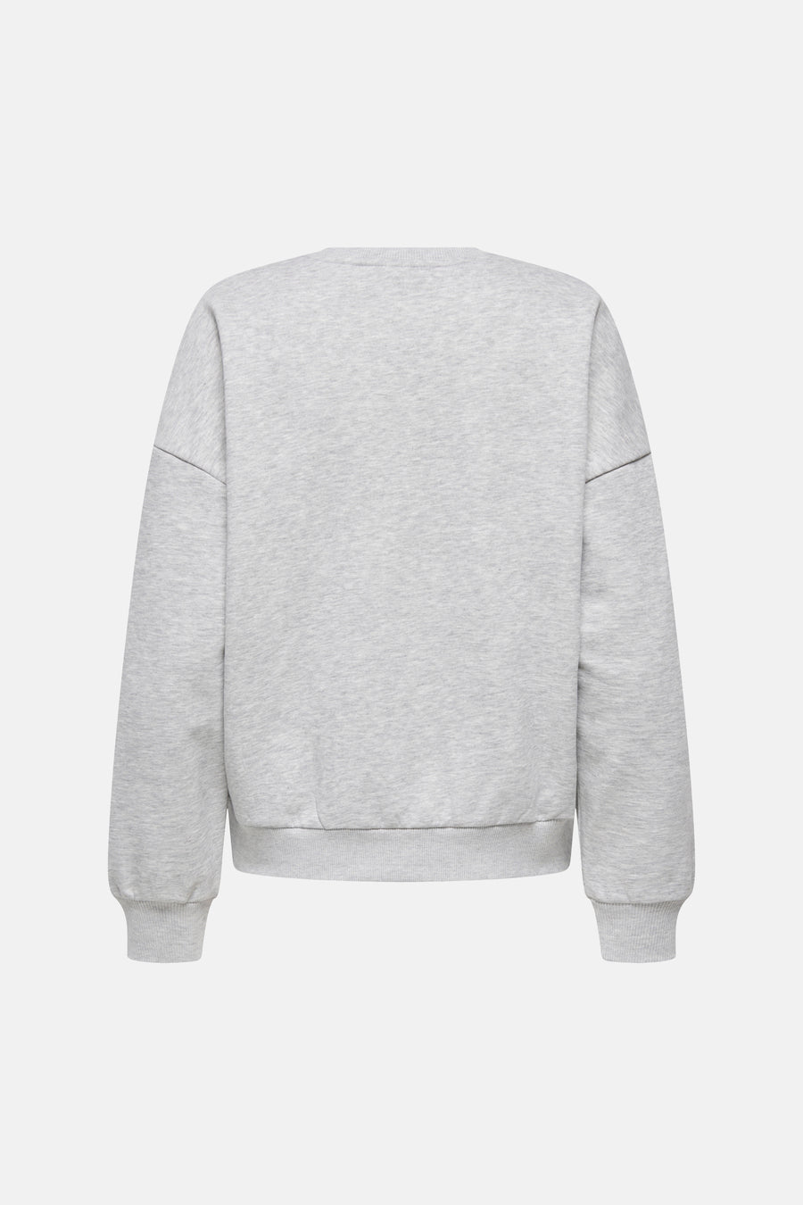 Pull gris à manches longues et col rond de ONLY, vu de dos.