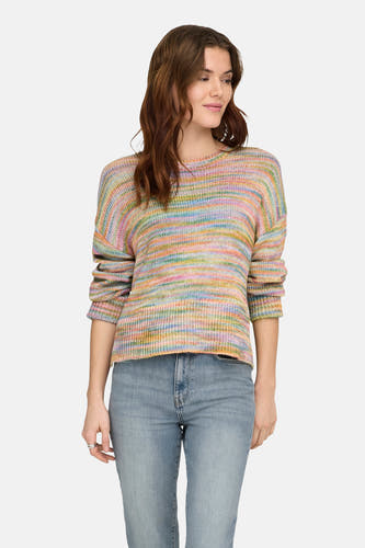 Pull multicolore à col rond de ONLY, avec un motif à rayures horizontales et des manches longues, à combiner avec un jean et des chaussures plates.