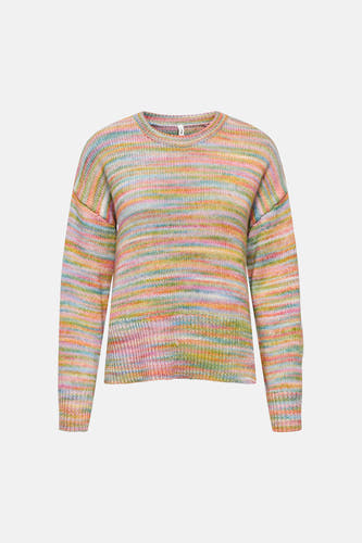 Pull multicolore à col rond de ONLY, avec un motif à rayures horizontales dans des tons pastel.