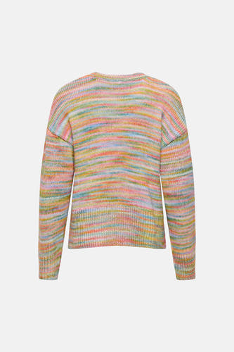 Pull multicolore à col rond de ONLY, avec un motif à rayures horizontales et des manches longues.