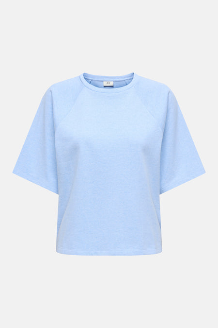T-shirt bleu de JDY, à manches courtes et à motif uni, vu de dos.
