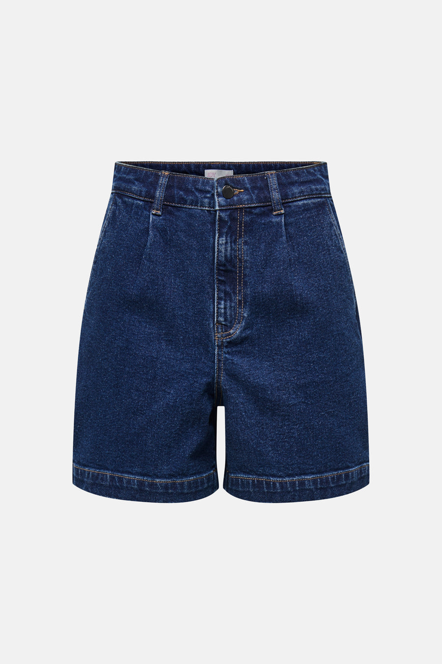 Short en jean bleu marine de JDY, taille haute et ourlet retroussé.