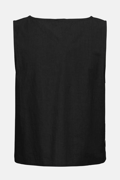 Zwarte mouwloze blouse van JDY, met een subtiele kreuktextuur en een eenvoudige halslijn.
