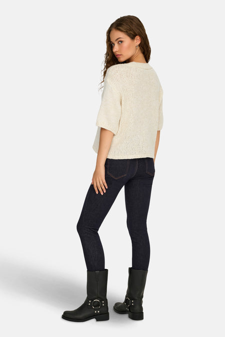 Pull met ronde hals - ecru