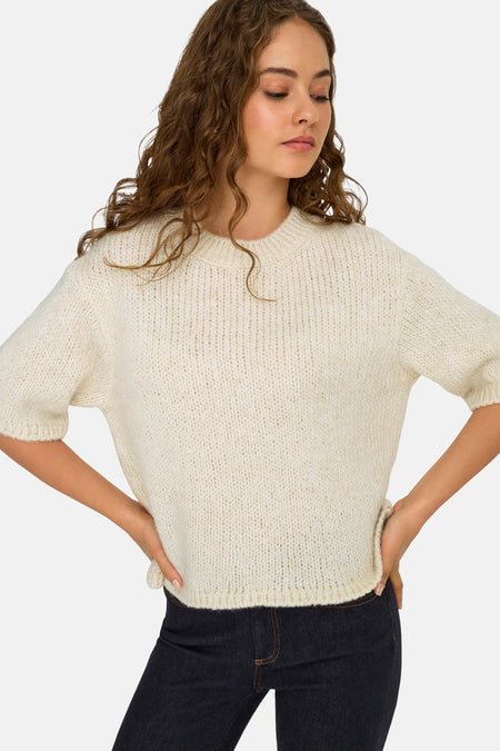 Pull met ronde hals - ecru