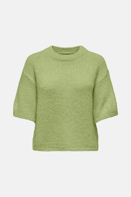 T-shirt vert avec col rond de JDY, à manches courtes et en tissu côtelé.