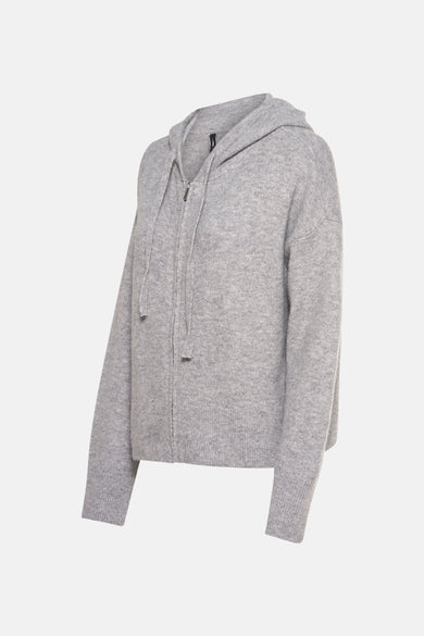 Grijs gilet van ONLY, met capuchon en ritssluiting.