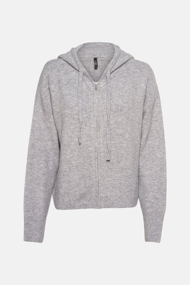 Grijs vest van ONLY, met capuchon en ritssluiting.
