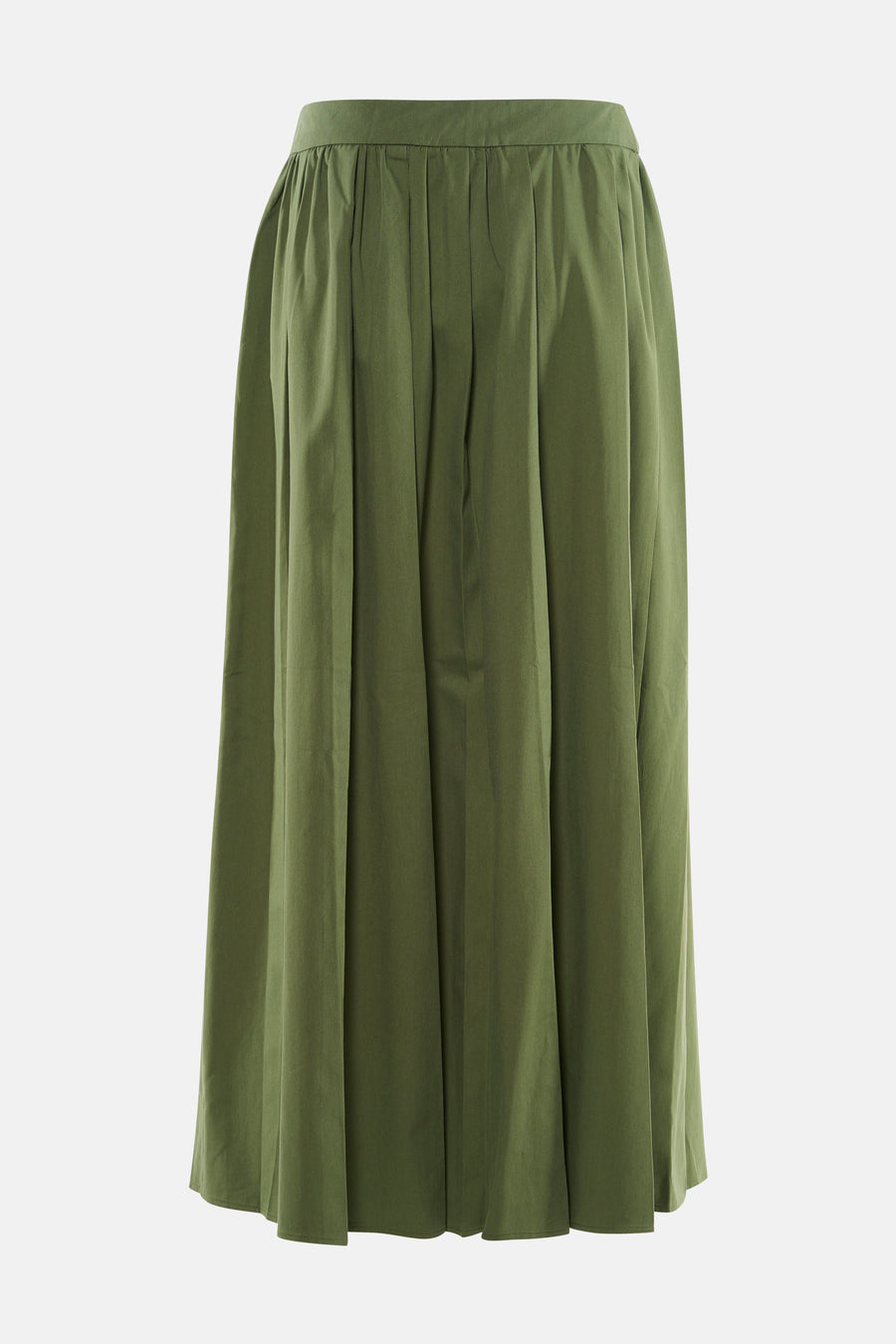 Groene rok van ONLY, met plooien aan de taille en een lange lengte.