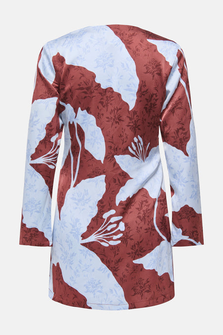Veelkleurig kleedje met lange mouwen van ONLY, met bloemenprint in bruin en blauw.