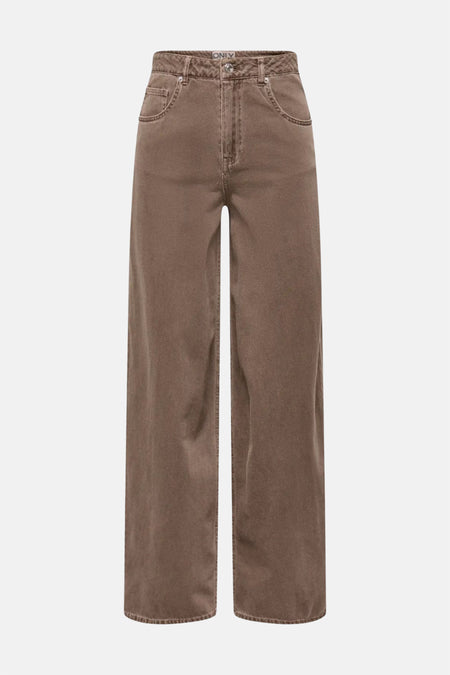 Pantalon marron ONLY à jambes larges et poches italiennes