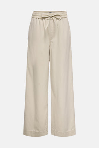 Pantalon écru ONLY® à jambes larges et taille élastique avec cordon de serrage.