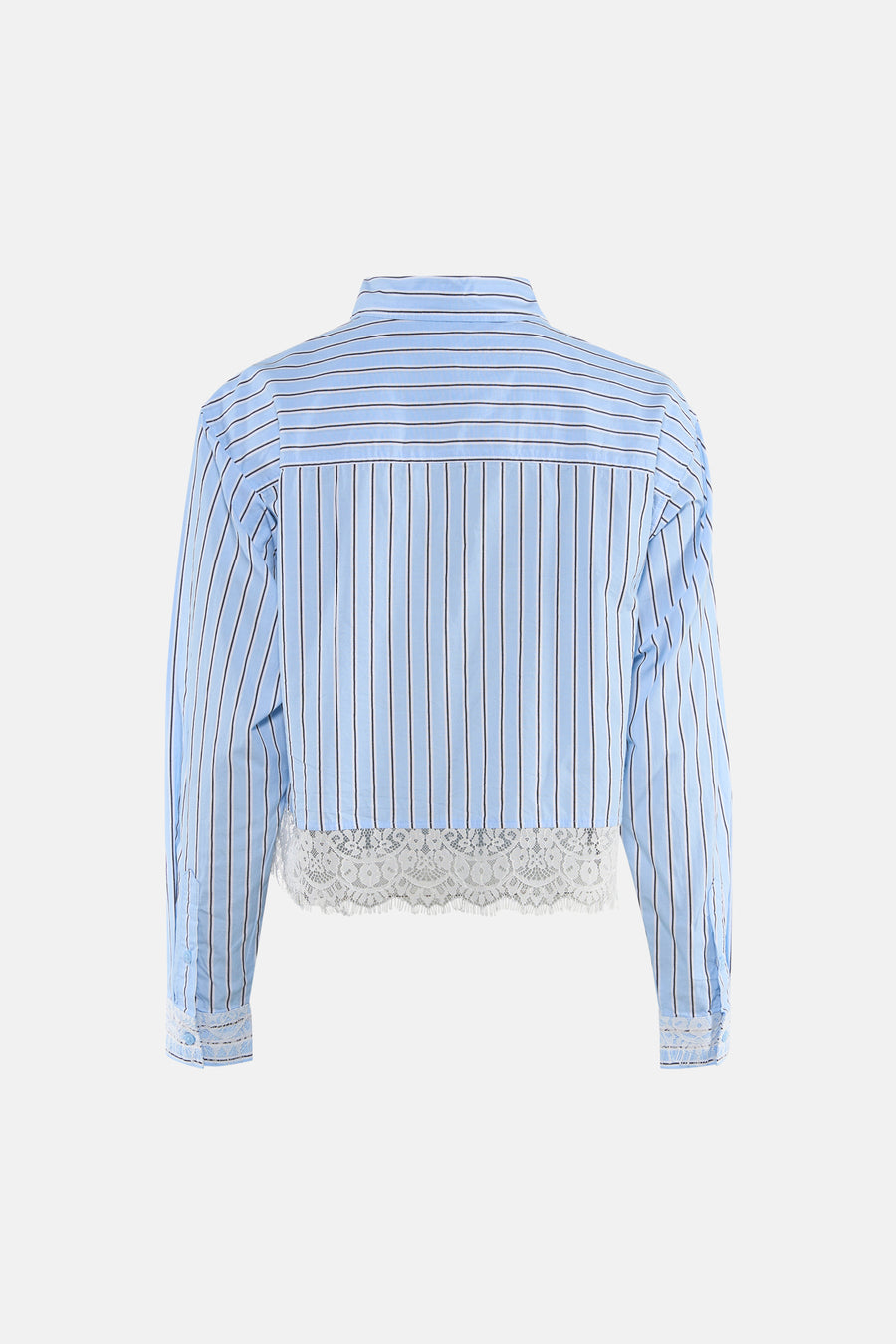 Blauw gestreept overhemd met lange mouwen van ONLY, afgewerkt met kanten details.