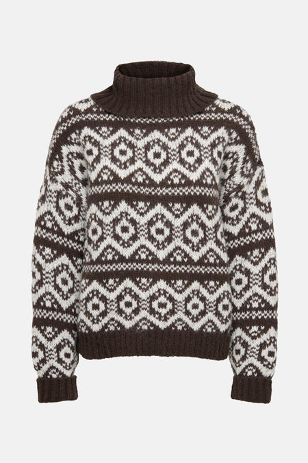 Pull à col roulé - Brun