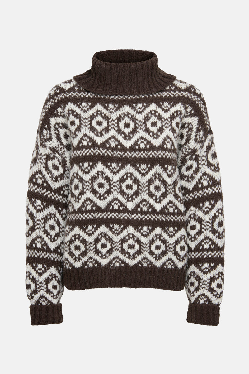 Pull à col roulé - Brun