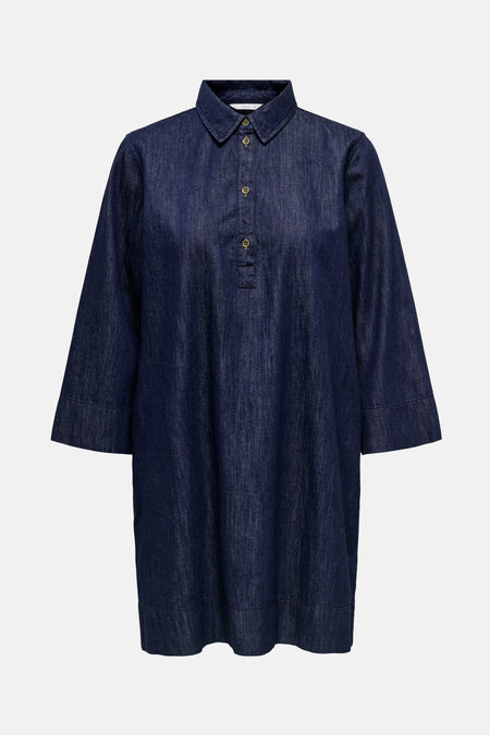 Kleedje met lange mouwen - dark blue denim