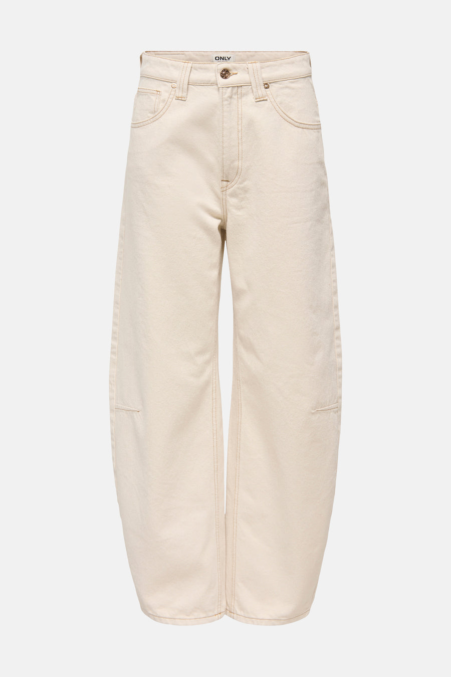 Jeans coupe spéciale en denim blanc cassé d'ONLY, avec surpiqûres contrastées et jambes larges.
