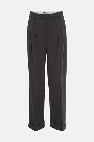 Grijze broek van ONLY Tailoring met plooien en opgerolde pijpen.