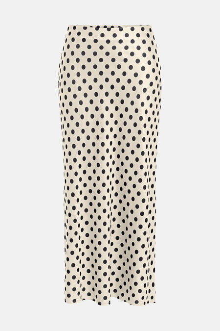 Ecru rok van ONLY, met een zwart stippenpatroon en een elegante pasvorm.