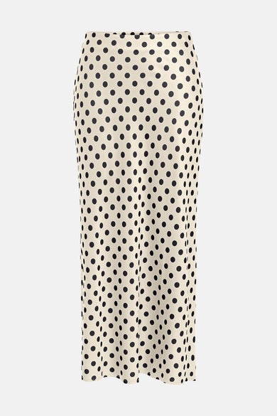 Ecru rok van ONLY, met een zwart stippenpatroon en een elegante pasvorm.