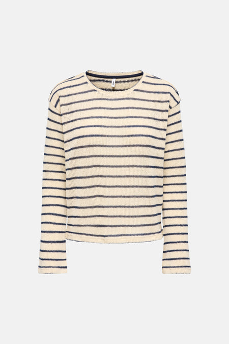 Pull multicolore à col rond ONLY, motif rayé à manches longues.